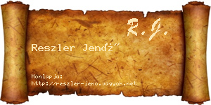 Reszler Jenő névjegykártya